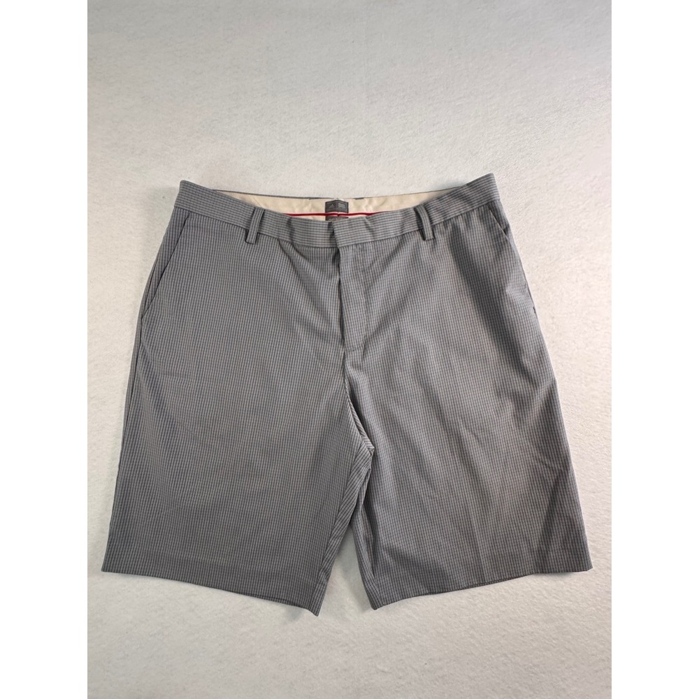 Adidas AdiPure Mens Grey Micro Check Golf Shorts Size 38 Performance Activewear